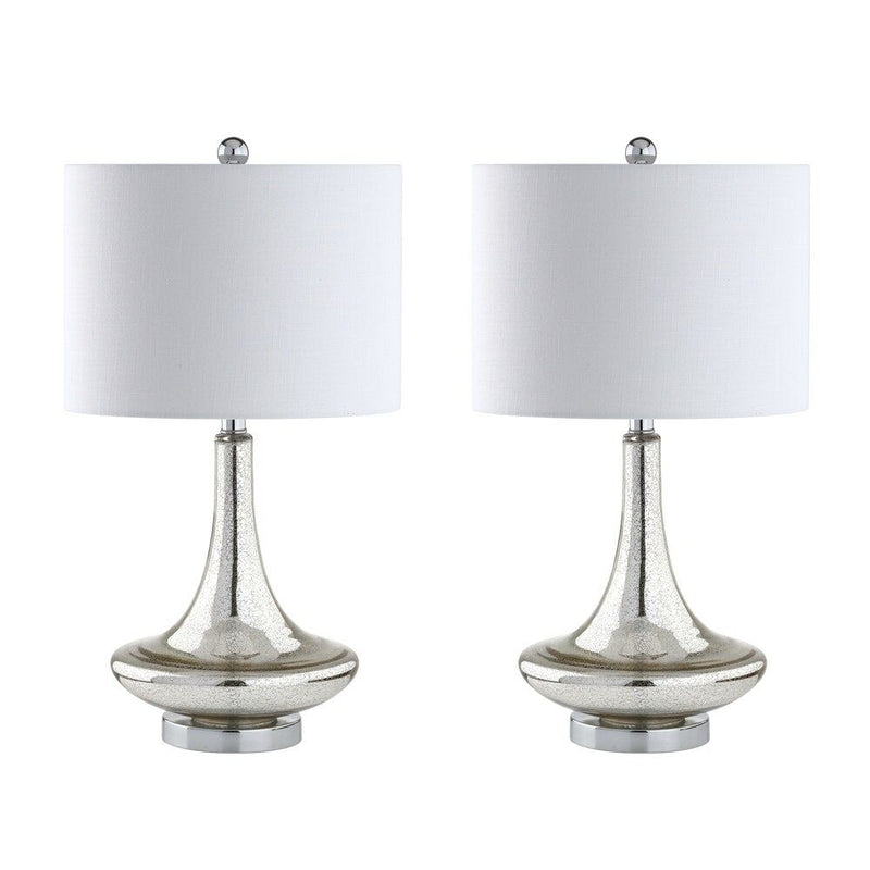 26" Novelty Table Lamps With Drum Shades (Set of 2) - Silver