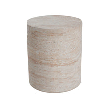 Load image into Gallery viewer, Modern Concrete Side Table With Travertine, Indoor / Outdoor Use - Beige
