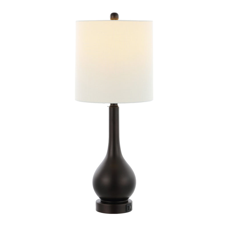 Gourd Table Lamps With Drum Shades (Set of 2) - Antiqued Bronze