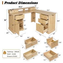 Load image into Gallery viewer, Fluted L-Shaped Desk With Charging Station &amp; Storage Cabinet

