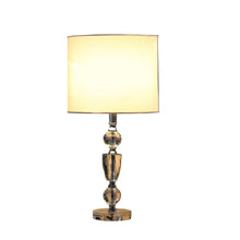 Load image into Gallery viewer, 24" Clear And Silver Faux Crystal And Metal Table Lamp With White Drum Shade
