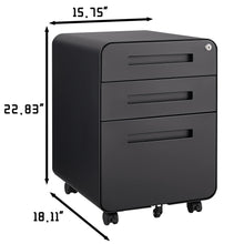 Load image into Gallery viewer, 3 Drawer Mobile File Cabinet Under Desk Office, Simple Style Versatile Storage Cabinet For Legal / Letter / A4 Files, 5 Wheel Design Anti-Tilting Cold Rolled Steel Waterproof Moisture-Proof
