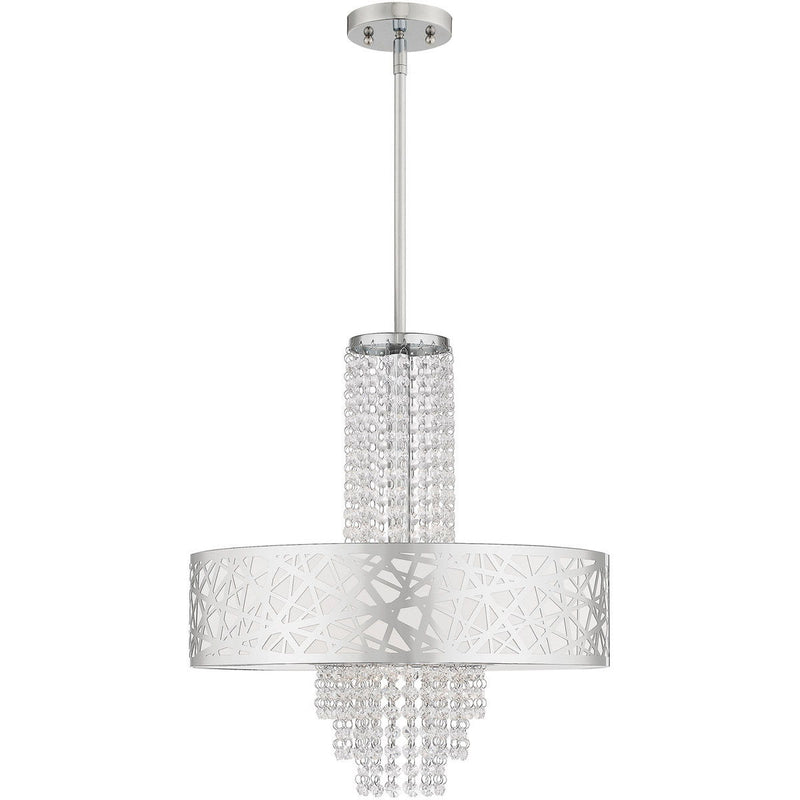 22" Four Light Dimmable Chandelier With Shades - Silver
