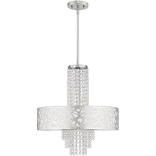 Load image into Gallery viewer, 22" Four Light Dimmable Chandelier With Shades - Silver
