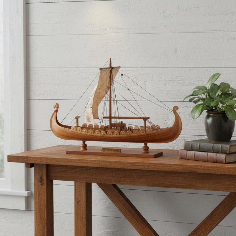 Hand Painted Model Boat (624207) - Light Brown / Beige
