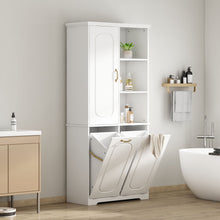 Load image into Gallery viewer, Freestanding Tall Storage Cabinet With 2 Tilt Out Hampers
