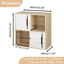 Load image into Gallery viewer, Storage Cabinet With Sliding Doors, 2 Tier Open And Closed Shelves Organizer - Natural / White
