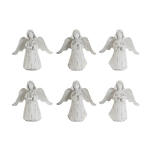 Load image into Gallery viewer, Washed Poly Angel Figurine Tabletop Sculpture (Set of 6) - White

