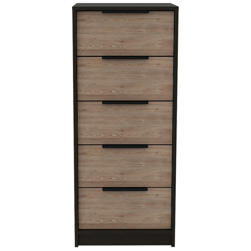 Five Drawer Standard Chest - Brown And Black