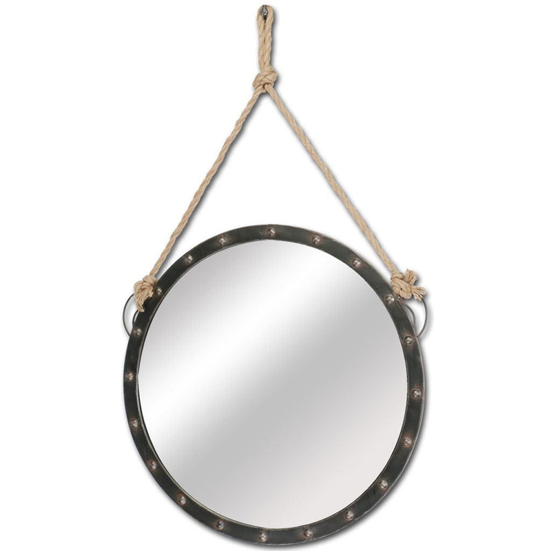 27" Round Metal Frame Wall Mirror - Dark Gray