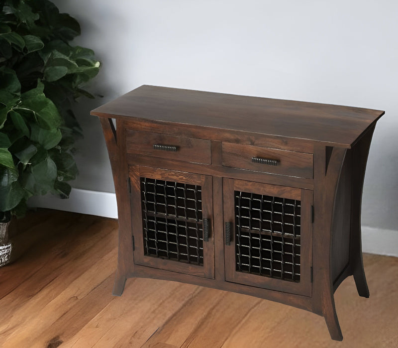 Solid Wood Frame Standard Accent Chest With Two Drawers - Dark Brown