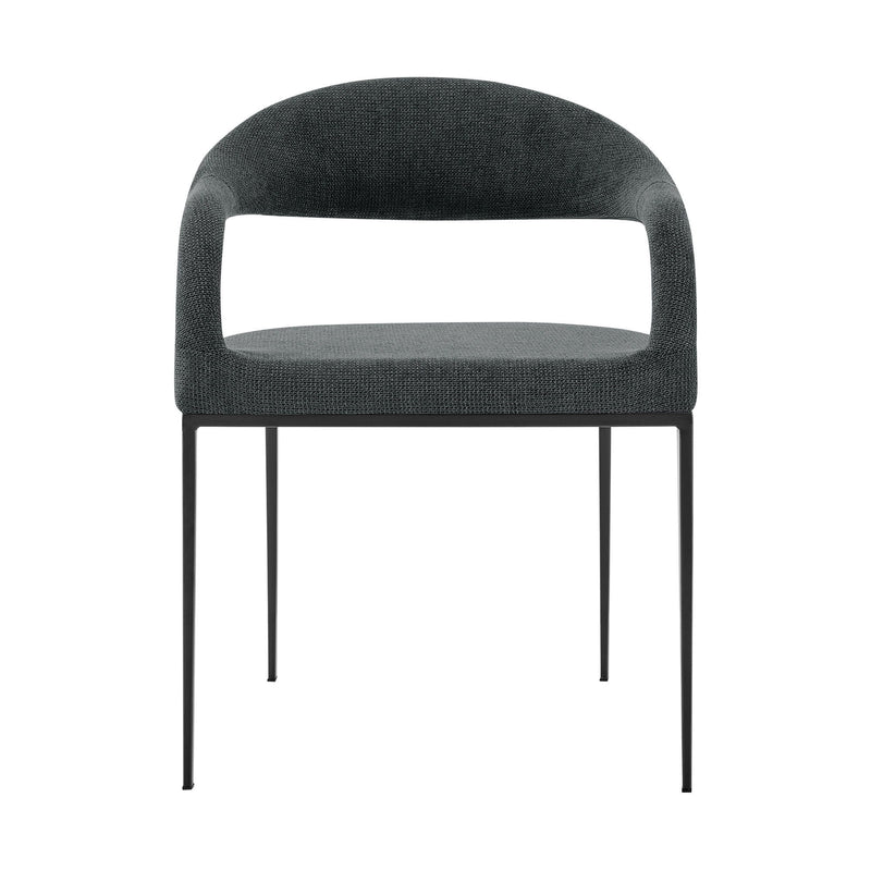Upholstered Polyester Open Back Dining Room Arm Chairs (Set of 2) - Gray
