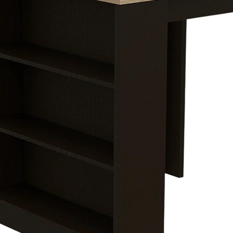 36" Kitchen Island With Storage - Black / Natural