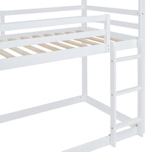 Load image into Gallery viewer, Twin Over Twin Bunk Bed with Roof, Slide and Ladder, White
