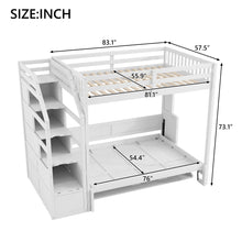 Load image into Gallery viewer, Full Long Loft Bed With Storage Staircase, Murphy Bed, LED Light - White
