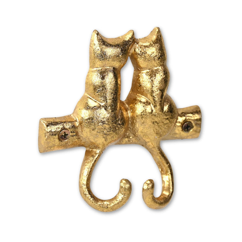 Two Hook 5" Cast Iron Wall Hooks - Gold