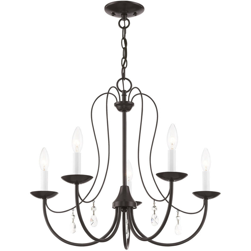 20'' Five Light Dimmable Chandelier With Shades - Bronze