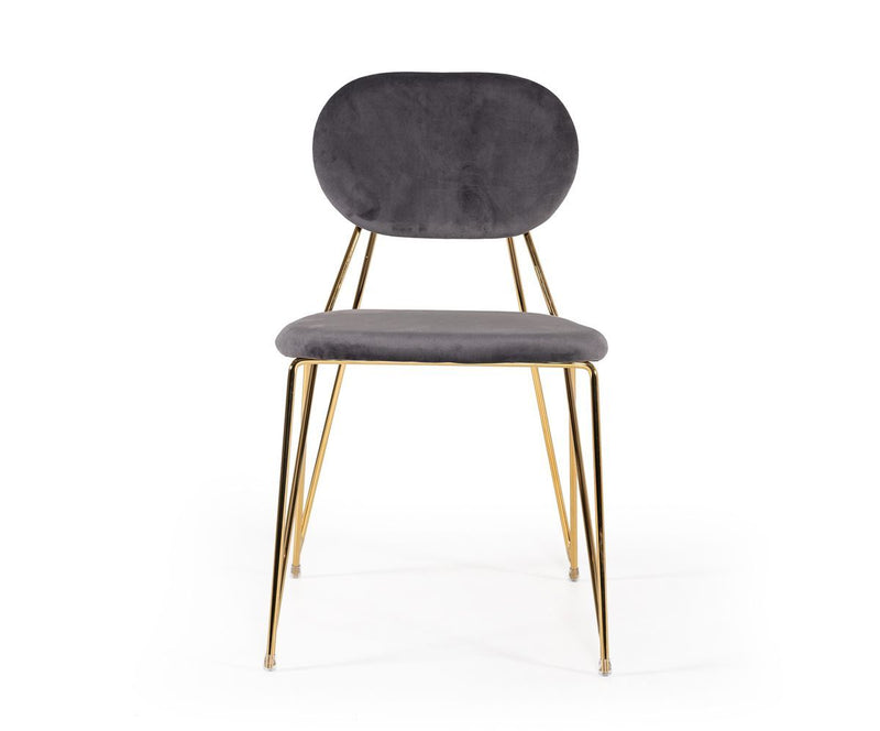 Mid Century Mod Dining Chairs (Set of 2) - Gray / Gold