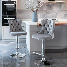 Load image into Gallery viewer, Swivel Barstools Adjusatble Seat Height From 25-33", Modern Upholstered Base Bar Stools With Backs Comfortable Tufted For Home Pub And Kitchen Island (Set of 2)
