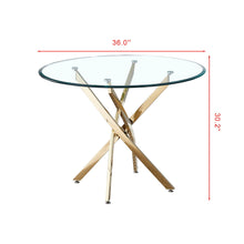 Load image into Gallery viewer, Contemporary Round Clear Dining Tempered Glass Table With Gold Finish Stainless Steel Legs - Gold
