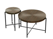 Load image into Gallery viewer, Coffee And End Table Set Waterproof Cover, Distressed Cylindrical Design, Legs Classic Rustic Charm (Set of 2)
