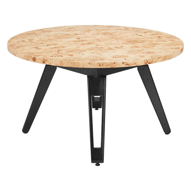 Round Convertible Game Table - Natural Burl / Black