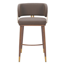 Load image into Gallery viewer, 30" Modern Steel And Faux Leather Low Back Bar Height Bar Chair - Brown
