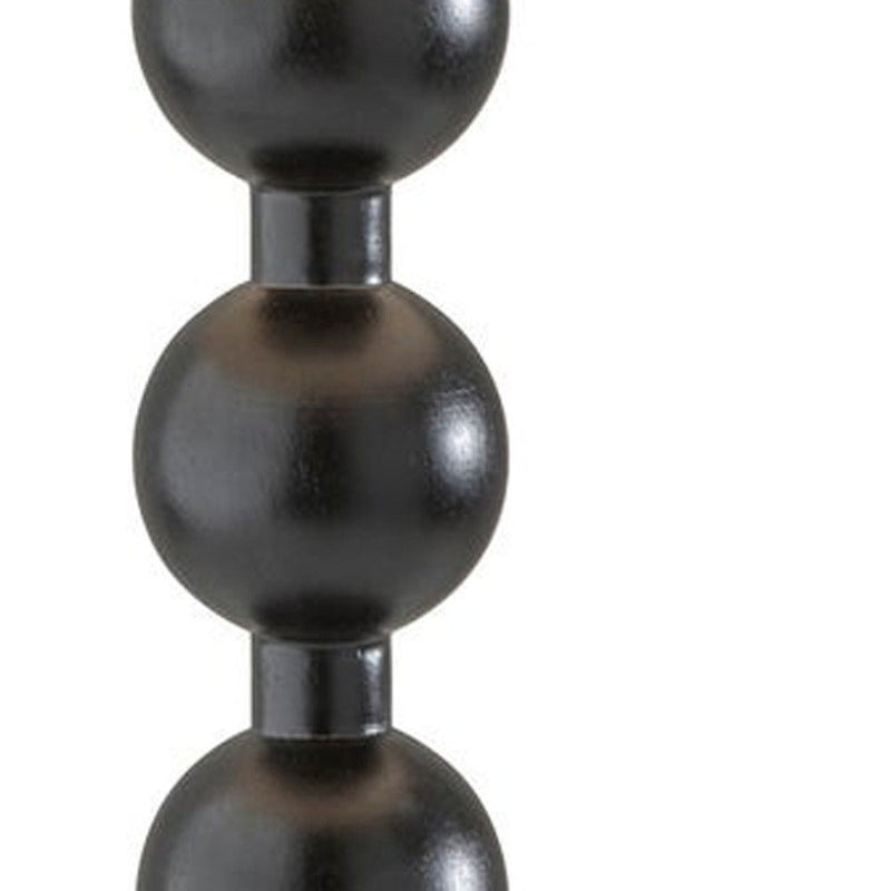 Solid Wood Candlestick Table Lamp With Off-White Drum Shade - Black
