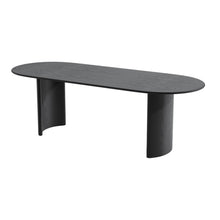 Load image into Gallery viewer, 79" Solid Wood Mirrored Double Pedestal Base Oval Dining Room Table - Black
