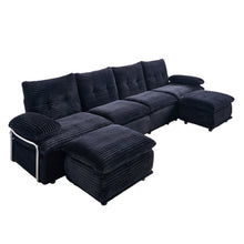 Load image into Gallery viewer, Upholstery Modular Sectional Sofa , 4 Seater With 2 Ottomans For Living Room - Black
