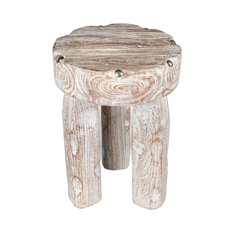 19" Solid Wood Round End Table - White