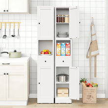 Load image into Gallery viewer, Tall Bathroom Storage Cabinet, 5-Tier Narrow With 2 Doors &amp; Adjustable Shelves, Freestanding - White
