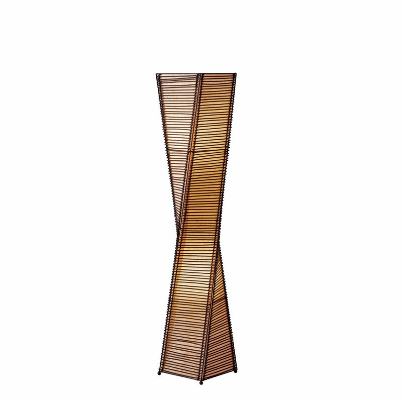 Floor Lamp With Black And Tan Twisted Cylinder Shade - Black