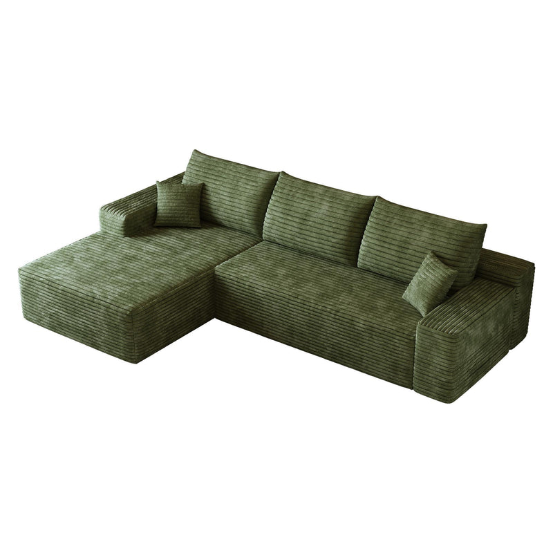 Corduroy Modular L Shaped Sofa And Chaise Sectional (762642) - Green