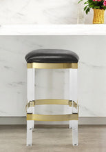 Load image into Gallery viewer, Acrylic Backless Counter Height Bar Chair - Brown / Clear
