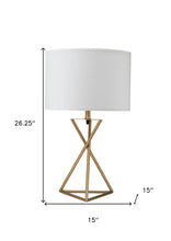 Load image into Gallery viewer, Contemporary Gold Geo Table Lamp with White Shade
