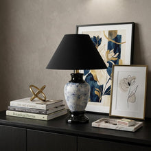 Load image into Gallery viewer, 13" Black Ceramic Bedside Table Lamp With Black Shade
