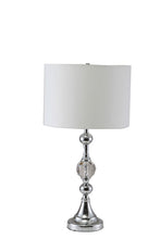 Load image into Gallery viewer, 30" Silver Metal Bedside Table Lamp With White Classic Drum Shade

