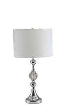Load image into Gallery viewer, 30" Silver Metal Bedside Table Lamp With White Classic Drum Shade
