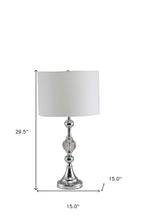 Load image into Gallery viewer, 30" Silver Metal Bedside Table Lamp With White Classic Drum Shade
