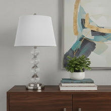 Load image into Gallery viewer, 29" Silver Metal Table Lamp With White Classic Empire Shade

