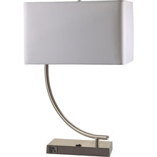 Load image into Gallery viewer, 23" Silver Curved Table Lamp With White Rectangle Shade
