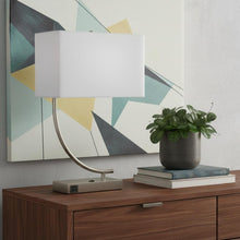 Load image into Gallery viewer, 23" Silver Curved Table Lamp With White Rectangle Shade
