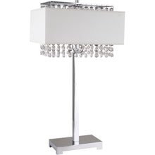 Load image into Gallery viewer, 28" Silver Table Lamp With Faux Crystals and White Rectangle Shade
