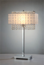 Load image into Gallery viewer, 28" Silver Table Lamp With Faux Crystals and White Rectangle Shade
