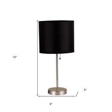 Load image into Gallery viewer, 16" Silver Metal Candlestick Table Lamp With Black Classic Drum Shade
