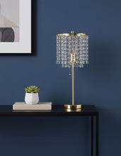 Load image into Gallery viewer, 20" Gold Metal Bedside Table Lamp With Clear Drum Shade
