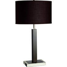 Load image into Gallery viewer, 30" Black Polyresin Table Lamp With Brown Classic Drum Shade
