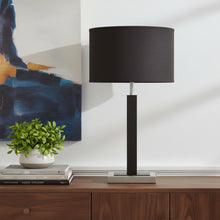 Load image into Gallery viewer, 30" Black Polyresin Table Lamp With Brown Classic Drum Shade
