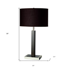 Load image into Gallery viewer, 30" Black Polyresin Table Lamp With Brown Classic Drum Shade
